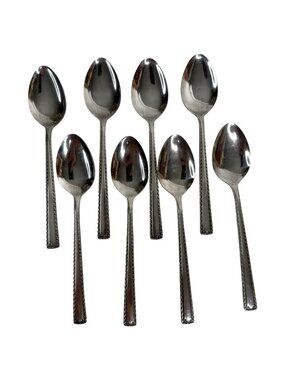 8 VTG Watertown Stainless Steel Flatware Place Oval Soup Spoons Set Made Japan